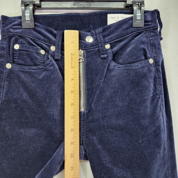 Rag & Bone Velvet Skinny Jeans Women’s 23 Blue Zip Up Pants Slim Straight - Picture 4 of 11